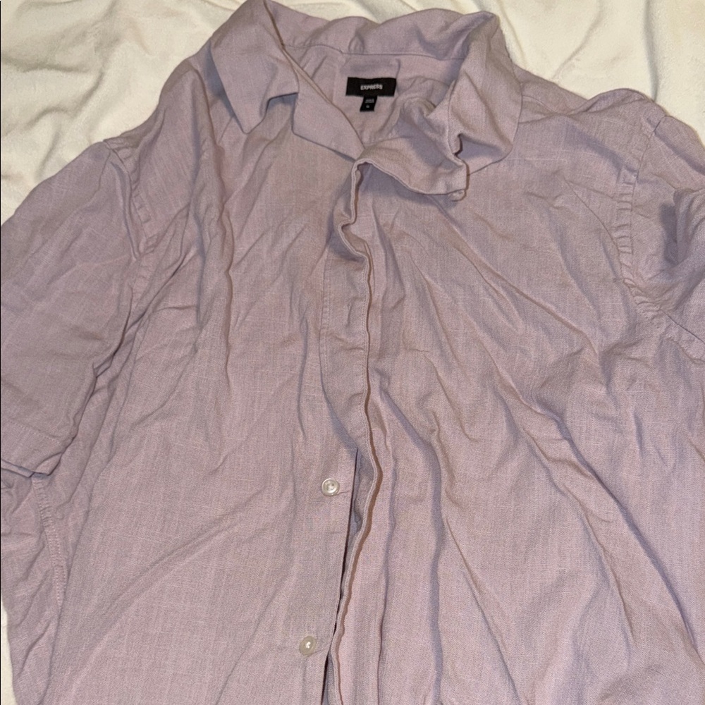 Express Light Purple Men's Casual Button Down Shirt